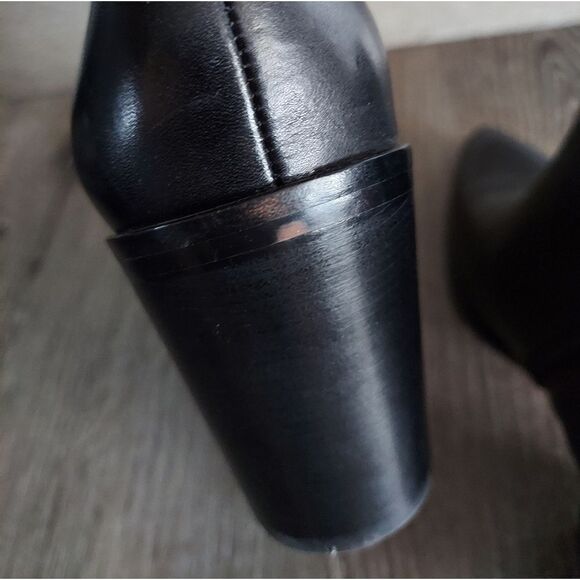 Halogen Bergen Leather Heeled Ankle Boot Black Pointed Toe Mid Calf Women 9.5 - Picture 9 of 13